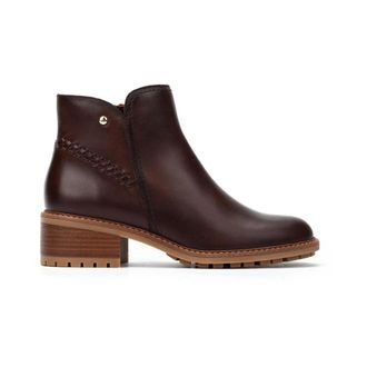 Pikolinos Bruine Enkellaars - Elegant Ontwerp - Dames - Laarzen met Hak - Bruin - 41 EU - Leer - Schoenen