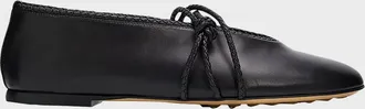 Bottega Veneta Lucia Lagoon Nappa Leather Ballerina Flats
