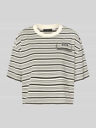 Oui Boxy Fit T-Shirt mit Label-Stitching und Tunnelzug in Black, Gr&ouml;&szlig;e 34