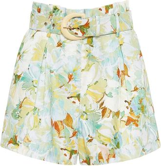 Cara Cara Shorts a fiori con cintura - Blu