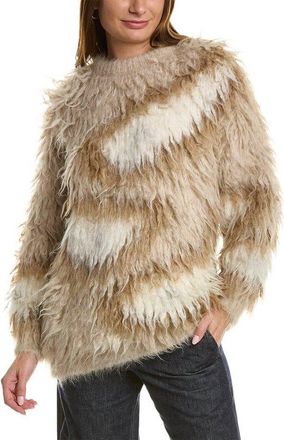 Brunello Cucinelli Beige Shaggy Knit Sweater, Size X-Large