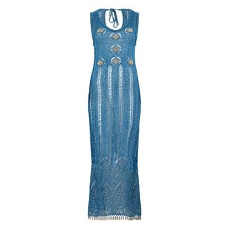 Paco Rabanne Midi Dresses, female, Blue, Size: XS Midi dress crochet