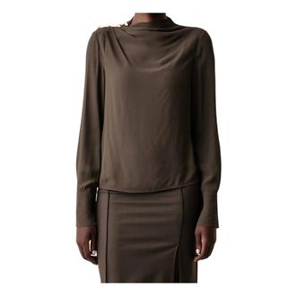 Patrizia Pepe Blusa raffinata in viscosa - - Blouses & Shirts - Donna - Marrone - XS