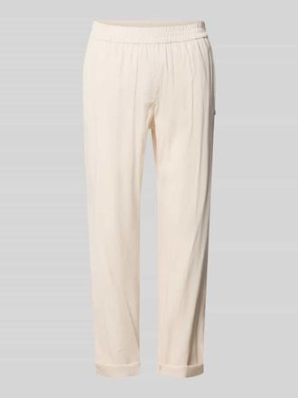 Marc Cain Straight Fit Leinenhose mit Viskose-Anteil in Beige, Gr&ouml;&szlig;e 34