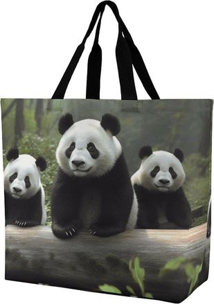 Generic Cute Panda Handbag Foldable Tote Bag Eco Friendly Shoulder Bags For Ladies Daily Use Beach