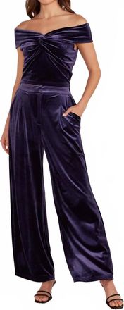 Minkpink Nisha Velvet Tailored Pants In Purple