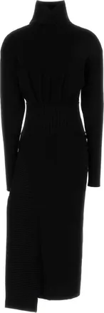Lanvin Womens Abito Midi Drappeggiato Black Abiti Dress