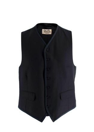 Herm&egrave;s Herm&egrave;s Black Button Front Waistcoat Size L