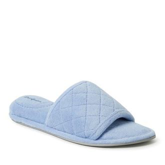 Dearfoams Beatrice Quilted Microfiber Terry Shower Slide Slipper in Iceberg at Nordstrom, Size X-Large