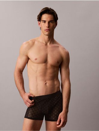 Calvin Klein Mens CK Black Sheer Mesh Trunk - Black - XL