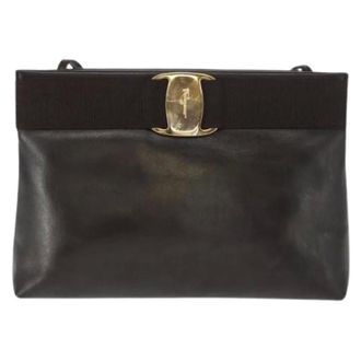 Ferragamo Pre-owned Vala Schoudertas - Dames - Pre-owned - Bruin - Maat: ONE Size Leer