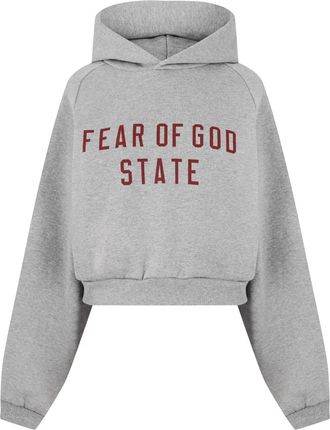 Fear of God Essentials Logo Fleece Cropped Hoodie
