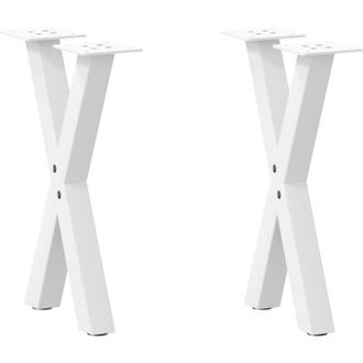 vidaXL Patas Para Mesa De Centro En Forma De X (2 Unidades), Color Blanco, 38 X (42-43) Cm, Acero Vidaxl