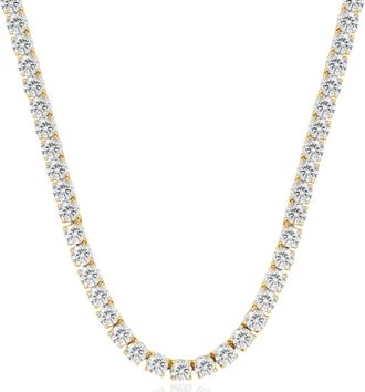 Pompeii3 33 Ct Round-Cut Diamond Tennis Necklace 14K Yellow Gold 18