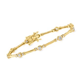 Ross-Simons Bezel-Set Lab-Grown Diamond Station Bracelet in 18kt Gold Over Sterling