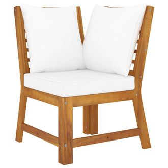 vidaXL Sof&aacute; De Esquina Seccional Madera Maciza Acacia Y Cojines Crema Vidaxl