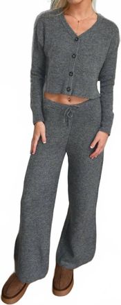 Vintage Havana Sweater Terry Wide Leg Pants In Heather Grey