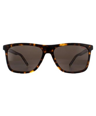 HUGO BOSS Hugo Boss Mens Classic by Rectangle Havana Crystal Sunglasses - Brown, Size: 56x16x145mm - Size 56x16x145mm