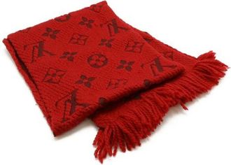 Louis Vuitton Pre-owned Scarves, male, Red, Size: ONE SIZE Pre-owned Echarpe Logomania Wool Silk Scarf