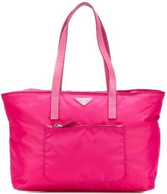 Prada Pre-owned Tote Bags, female, Pink, Size: ONE SIZE Pre-owned Nylon Tote Bag