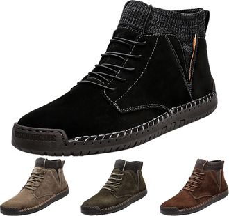 Generic Mens Flat Sole Suede Sneakers, Mens Suede Slip On Sneakers, Comfortable Knit Trainers Vintage Round Toe Trainers Stylish And Lightweight Shoes Casual 