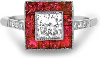 Pragnell platinum ruby and diamond ring - women - Platinum/Ruby/Diamond - N - Silver