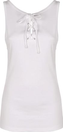 Prada Katoenen Mouwloze Tanktop - Dames - Tops zonder mouwen - Wit - S - Katoen - Tops