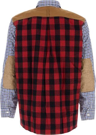 Junya Watanabe Mens Gingham Cotton Shirt Blue