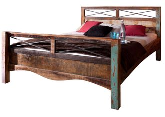 Massivmoebel24 Nature Of Spirit 47 Letto Matrimoniale In Legno Riciclato - Laccato / Multicolore 180x200