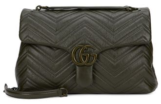 Gucci Womens Shoulder Bag Marmont Black Leather Calf Skin