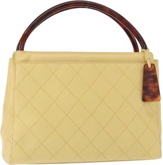 Chanel Vintage Resin Top Handle Bag Quilted Lambskin Yellow Leather Handbag (Pre-Owned)