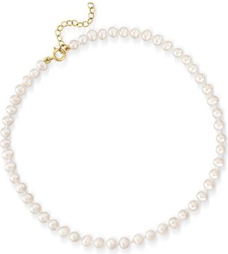 RS Pure by Ross-Simons 3-4mm Cultured Pearl Anklet With 14kt Yellow Gold