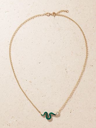 L'atelier Nawbar Collana In Oro 18 Carati Con Malachite E Diamante Boa