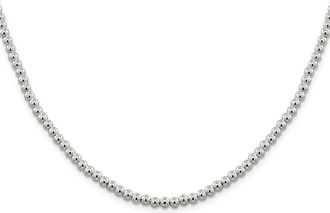 Diamond2Deal Sterling Silver 4mm Beads on Box Chain Necklace
