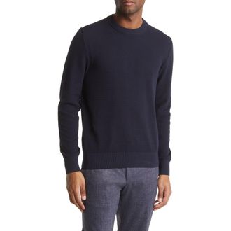 BOSS Ecaio Solid Crewneck Sweater in Dk Bu at Nordstrom Rack, Size Large