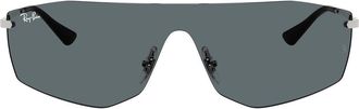 Ray-Ban Alix Bio-Based 141mm Rimless Shield Sunglasses in Silver /Grey at Nordstrom