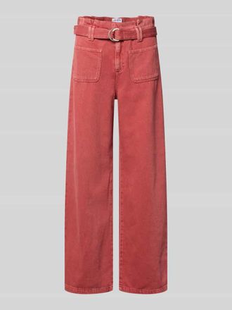 Jake*s Casual Wide Leg Jeans mit G&uuml;rtel in Koralle, Gr&ouml;&szlig;e 34