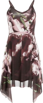Jean Paul Gaultier 1990s abstract-print asymmetric dress - women - Polyester/Cupro - 40 - Red