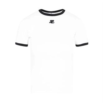 Courr&egrave;ges T-Shirts, female, White, Size: XS Signature Contrast T-shirt