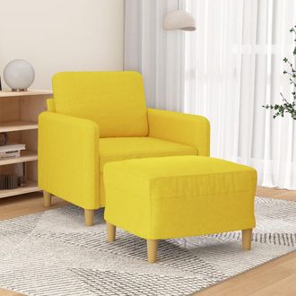 vidaXL Vidaxl - Sill&oacute;n Con Taburete Tela Amarillo Claro 60 Cm