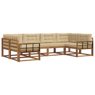 vidaXL Conjunto De Sof&aacute;s De Exterior Con Coj&iacute;n 6 Pcs Natural Y Beige Vidaxl