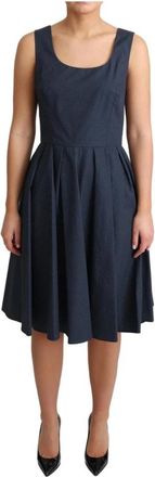 Dolce & Gabbana Blauwe Polka Dot A-Lijn Jurk - Dames - Zomerkleedjes - Blauw - M - Katoen - Kleedjes