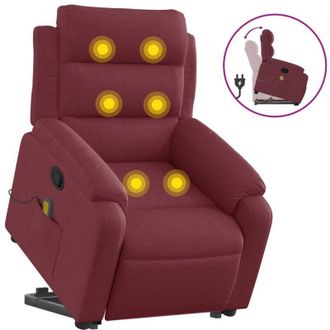vidaXL Vidaxl - Sill&oacute;n Reclinable De Masaje Elevable Tela Rojo Tinto