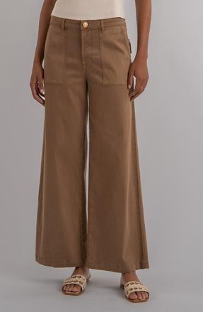 Kut from the Kloth Meg High Waist Ankle Wide Leg Pants in Saddle Brown at Nordstrom, Size 14