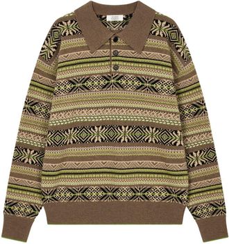 STUDIO TOMBOY intarsia-knit polo top - Brown