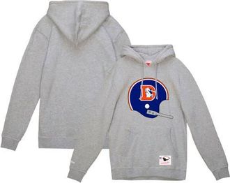 Mitchell & Ness Mens Mitchell & Ness Heather Gray Denver Broncos Helmet Logo Vintage Pullover Hoodie at Nordstrom, Size Xx-Large