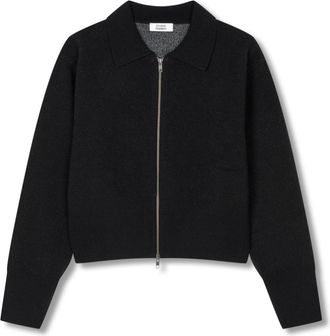 STUDIO TOMBOY classic-collar zip-up cardigan - women - Fabric/Wool/Nylon - OS - Black