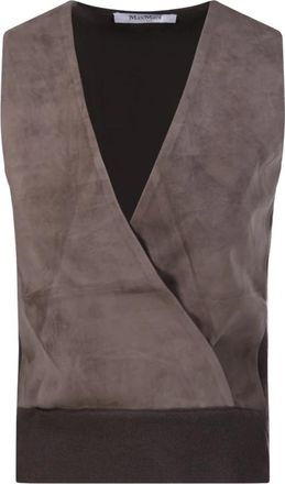 Max Mara Potenza Gebreide Gilet - Dames - Bodywarmers - Bruin - M - Wol - Jassen
