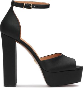 Kazar Zwarte stoffen platform sandalen jaren 70 stijl - Dames - Sandalen met hakken - Zwart - 38 EU - Leer - Schoenen