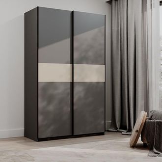 Dmora Armario 2 Puertas Maba, Dormitorio, 2 Estantes, Barra Para Ropa, 120x204h Cm Negro Antracita